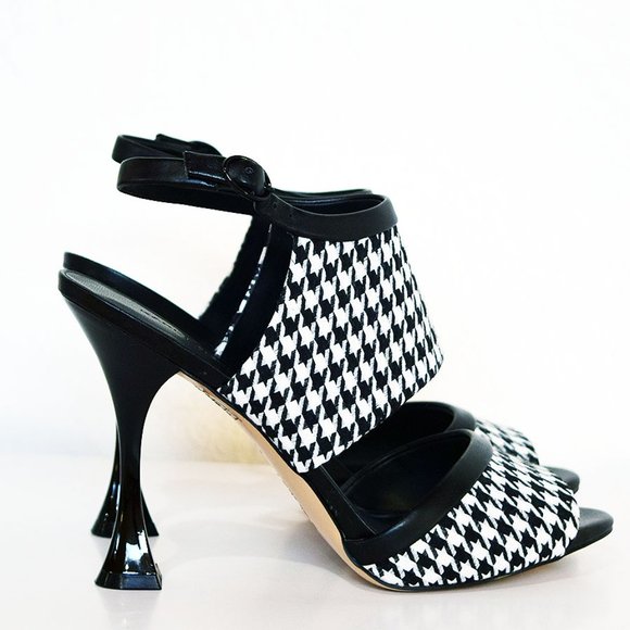 Karl Lagerfeld Paris Camryn Leather Sandal in Black/White Fabric - Picture 3 of 10